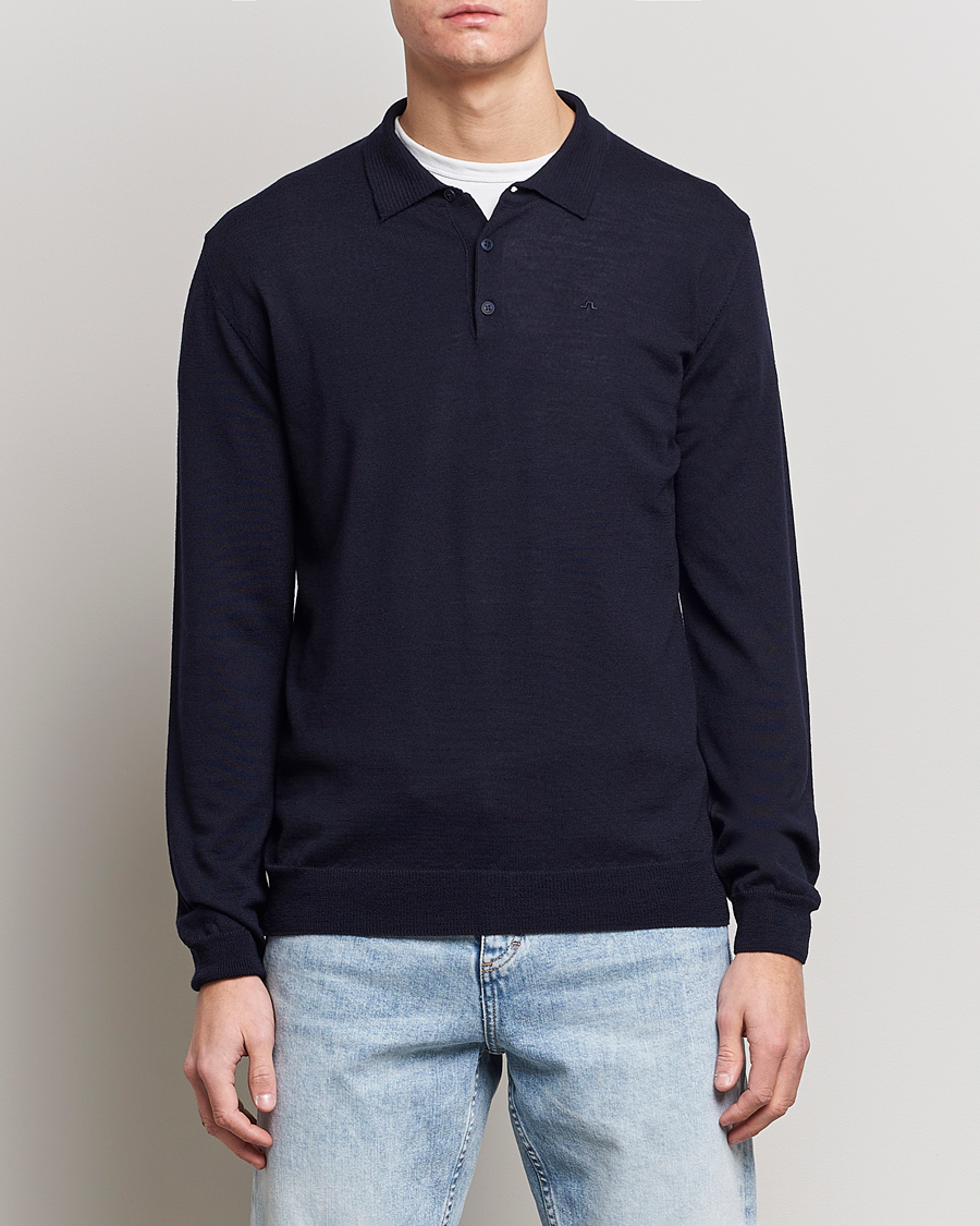 Uomini | Polo di maglia | J.Lindeberg | Noel Light Merino Polo Shirt Navy