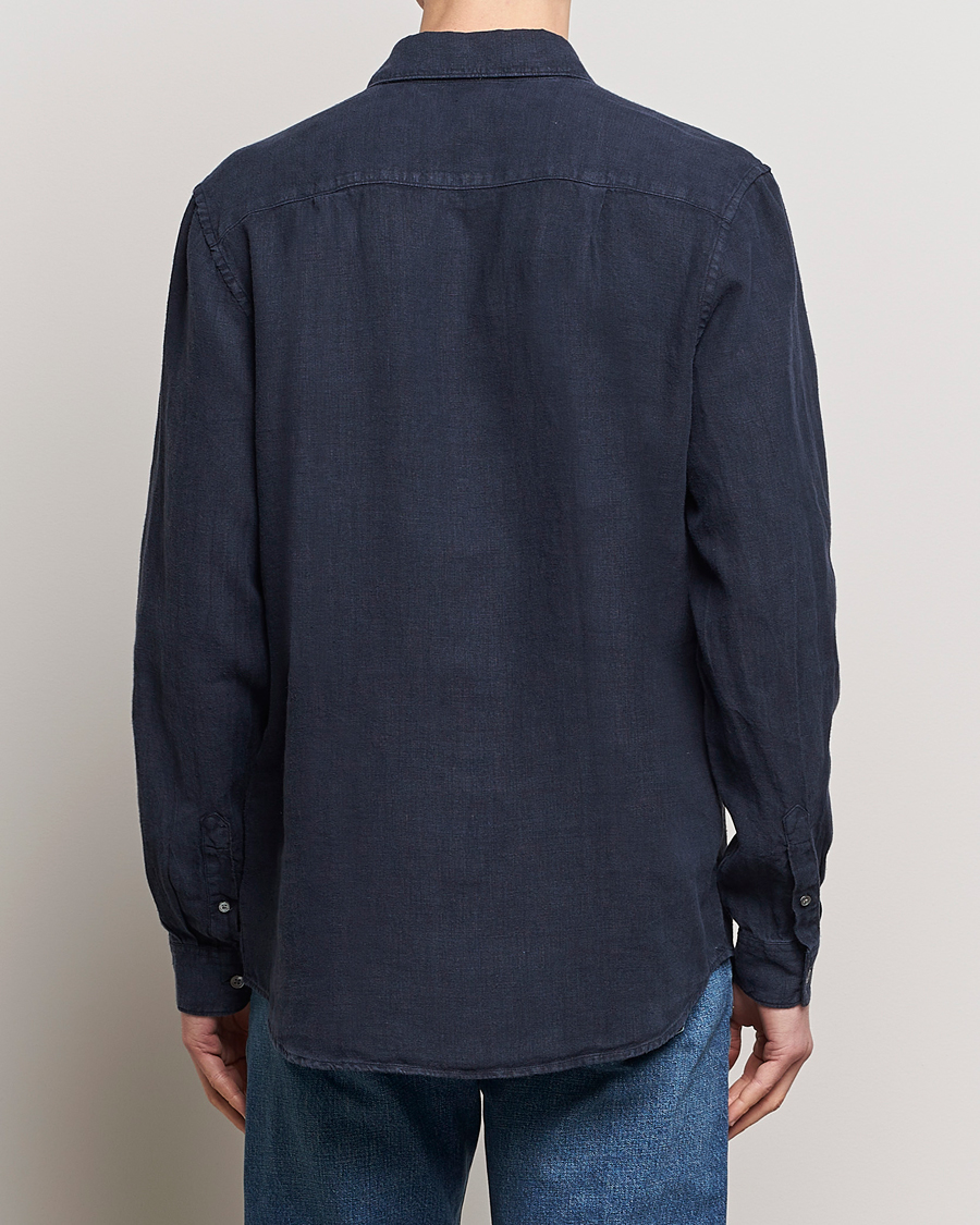 Uomini | Camicie | A Day's March | Abu Linen Shirt Dark Navy