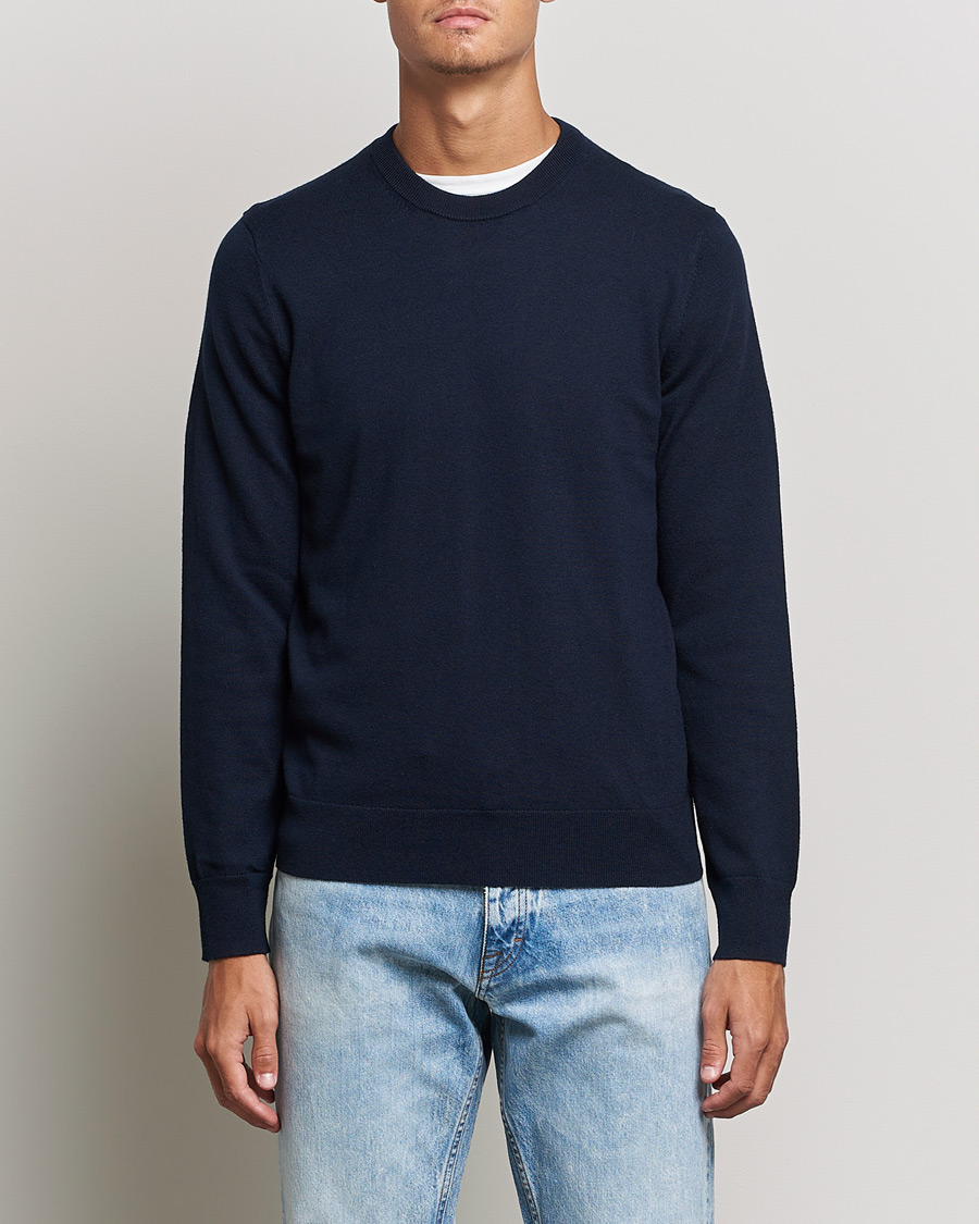 Uomini | Filippa K | Filippa K | Cotton Merino Basic Sweater Navy