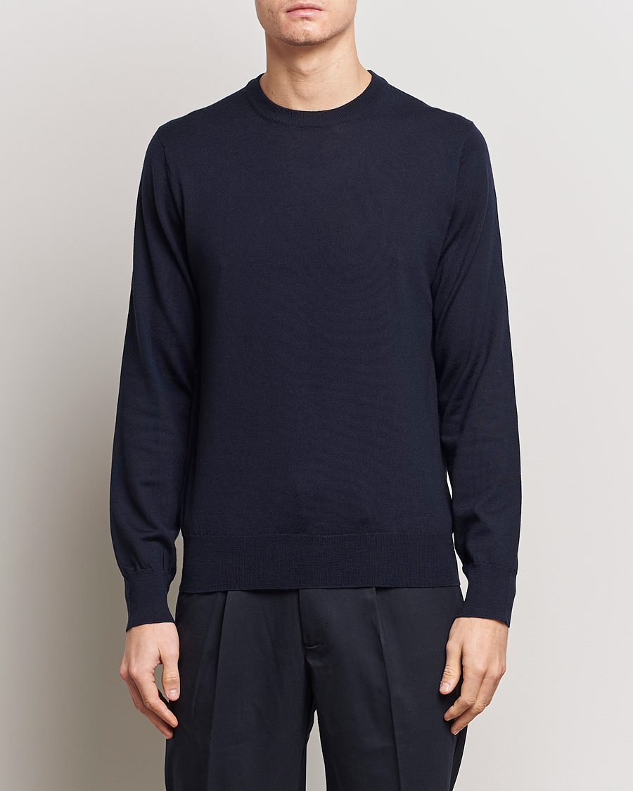 Uomini | Maglie a girocollo | Filippa K | Merino Round Neck Sweater Navy