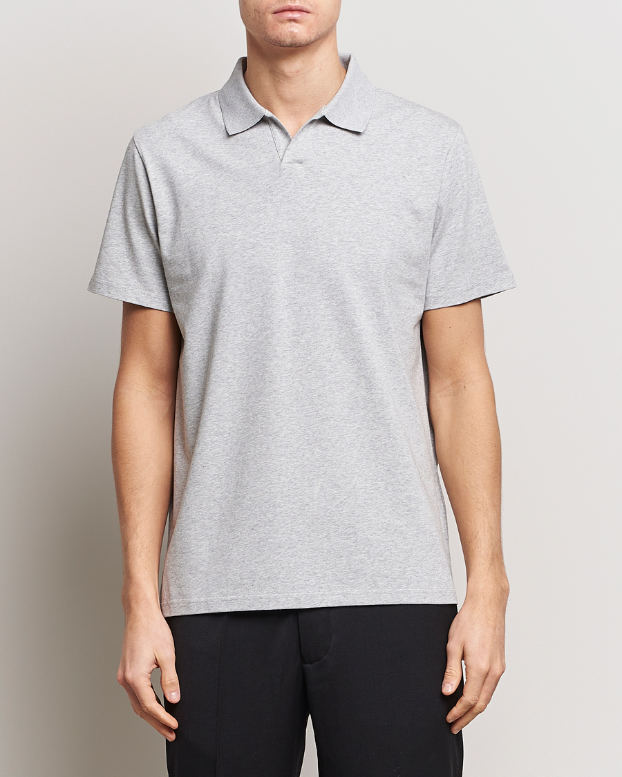 Uomini | Filippa K | Filippa K | Soft Lycra Polo Tee Light Grey Melange