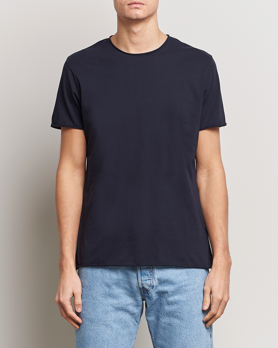 Uomini | T-shirt | Filippa K | Roll Neck Crew Neck Tee Navy