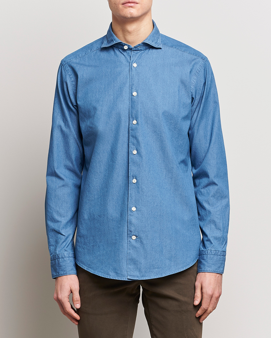 Uomini | Business & Beyond | Eton | Lightweight Casual Fit Denim Shirt Blue