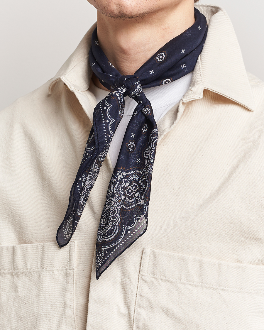 Uomini | Amanda Christensen | Amanda Christensen | Cotton Voilé Printed Medallion Bandana Navy