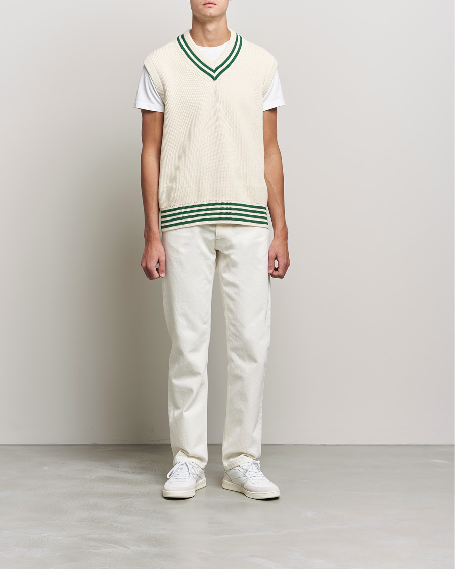 Uomini | Maglieria | GANT | Ribbed Cricket Knitted Slipover Creme