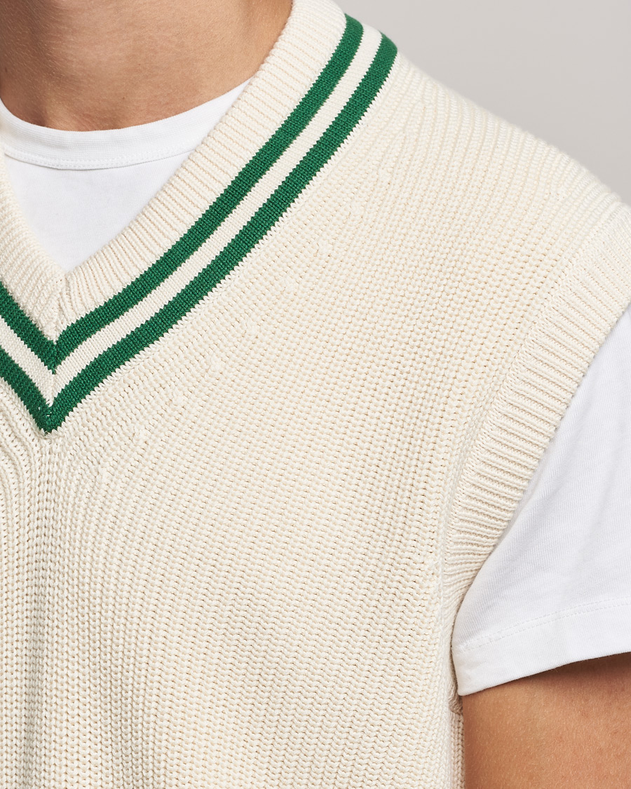 Uomini | Maglieria | GANT | Ribbed Cricket Knitted Slipover Creme
