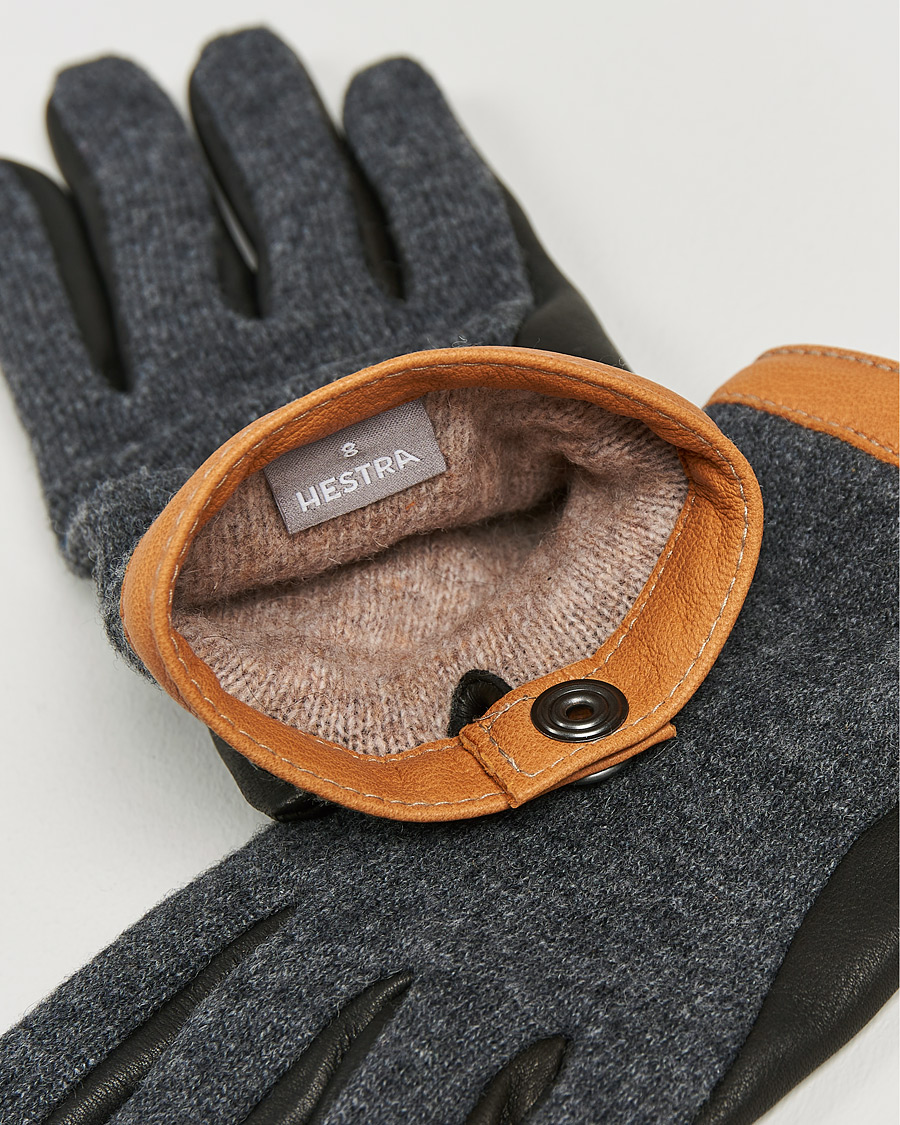 Uomini | Hestra | Hestra | Deerskin Wool Tricot Glove Grey/Black