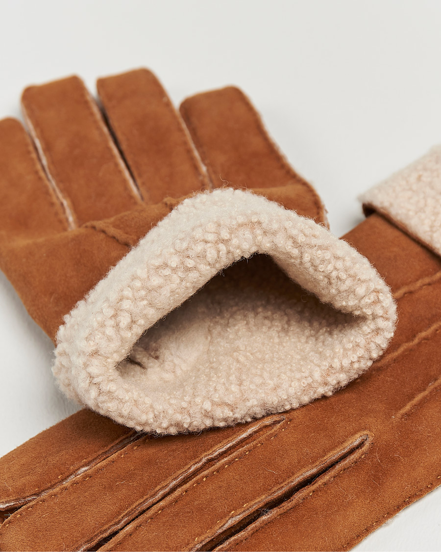 Uomini | Guanti | Hestra | Bernard Lambskin Suede Glove Cognac