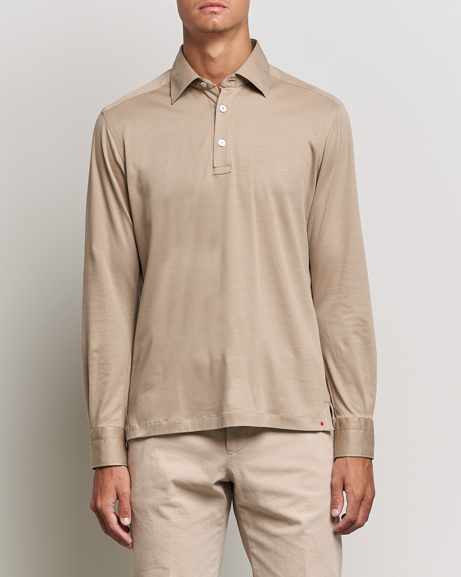 Uomini | Polo a maniche lunghe | Kiton | Long Sleeve Polo Shirt Beige