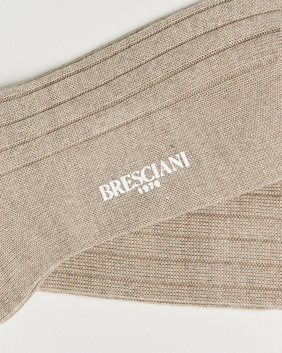 Uomini | Biancheria intima | Bresciani | Wool/Nylon Heavy Ribbed Socks Beige