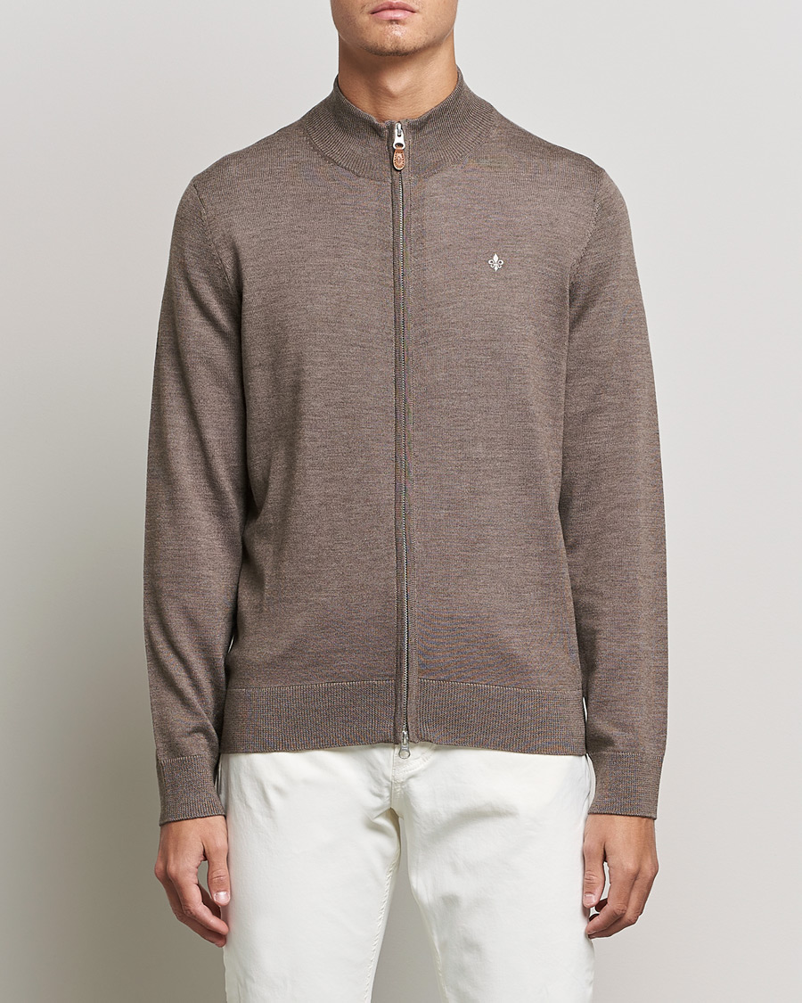 Uomini | Full-zip | Morris | Merino Zip Cardigan Brown