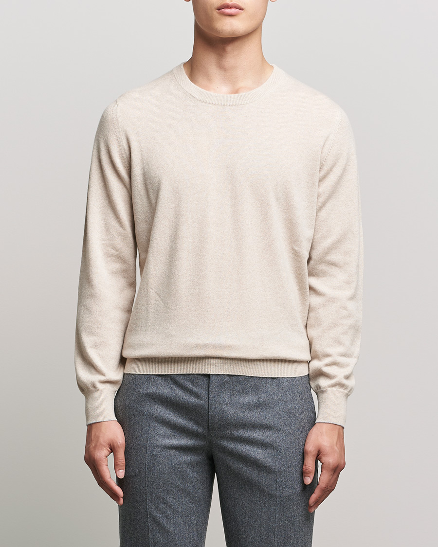 Uomini | Quiet Luxury | Brunello Cucinelli | 2 Ply Cashmere Pullover Sand