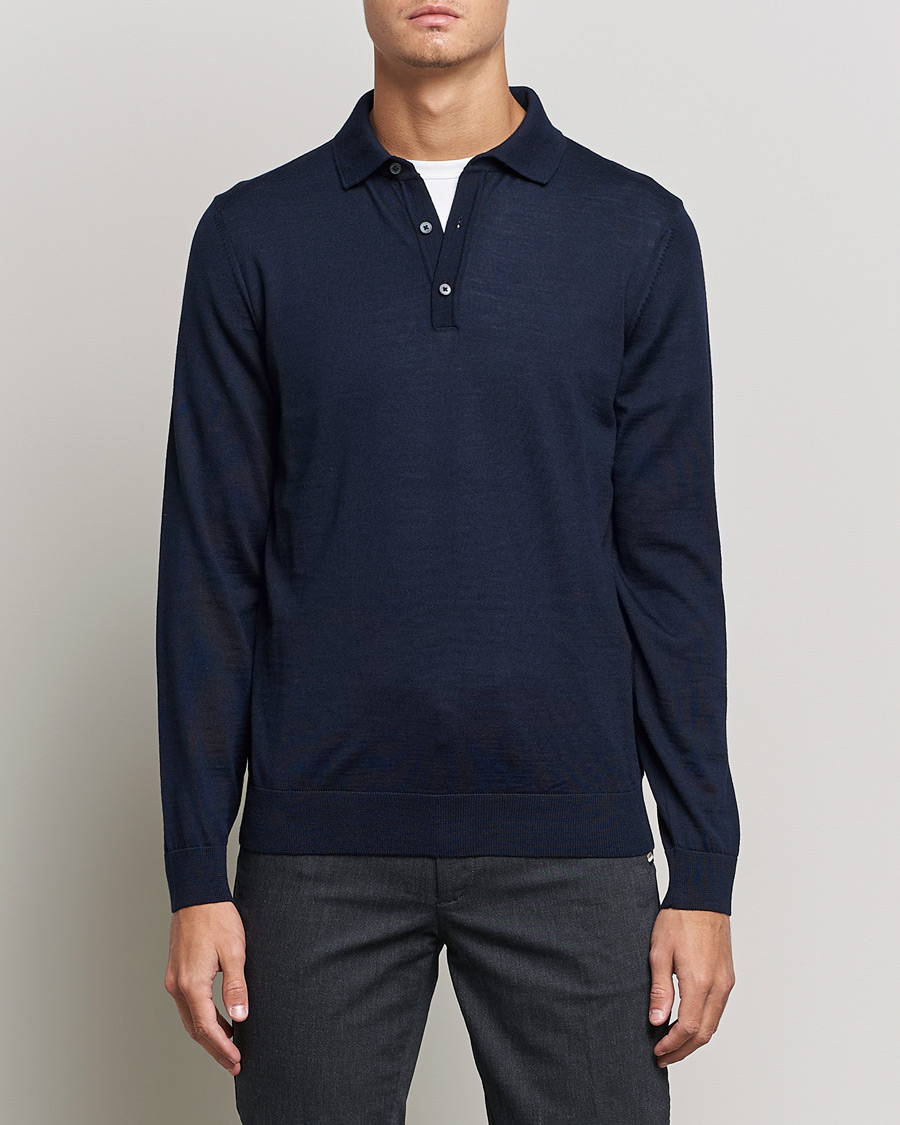 Uomini | Polo di maglia | BOSS BLACK | Lancione Merino Knitted Polo Dark Blue