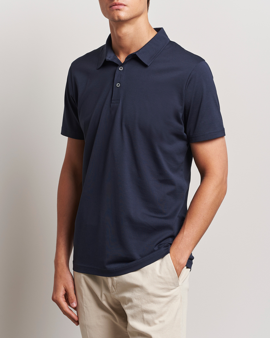 Uomini | Polo | Sunspel | Cotton Jersey Polo Navy