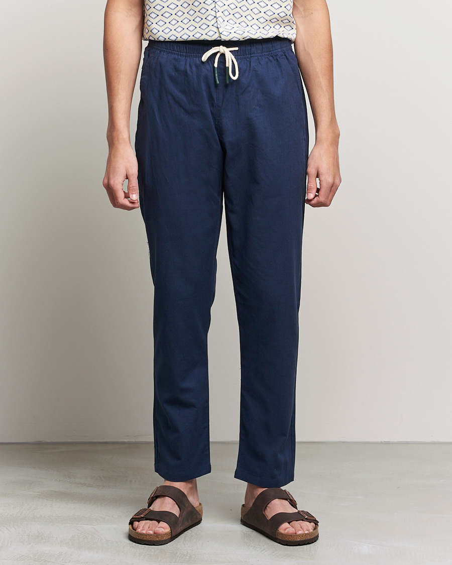 Uomini | Pantaloni di lino | OAS | Linen Long Pants Navy