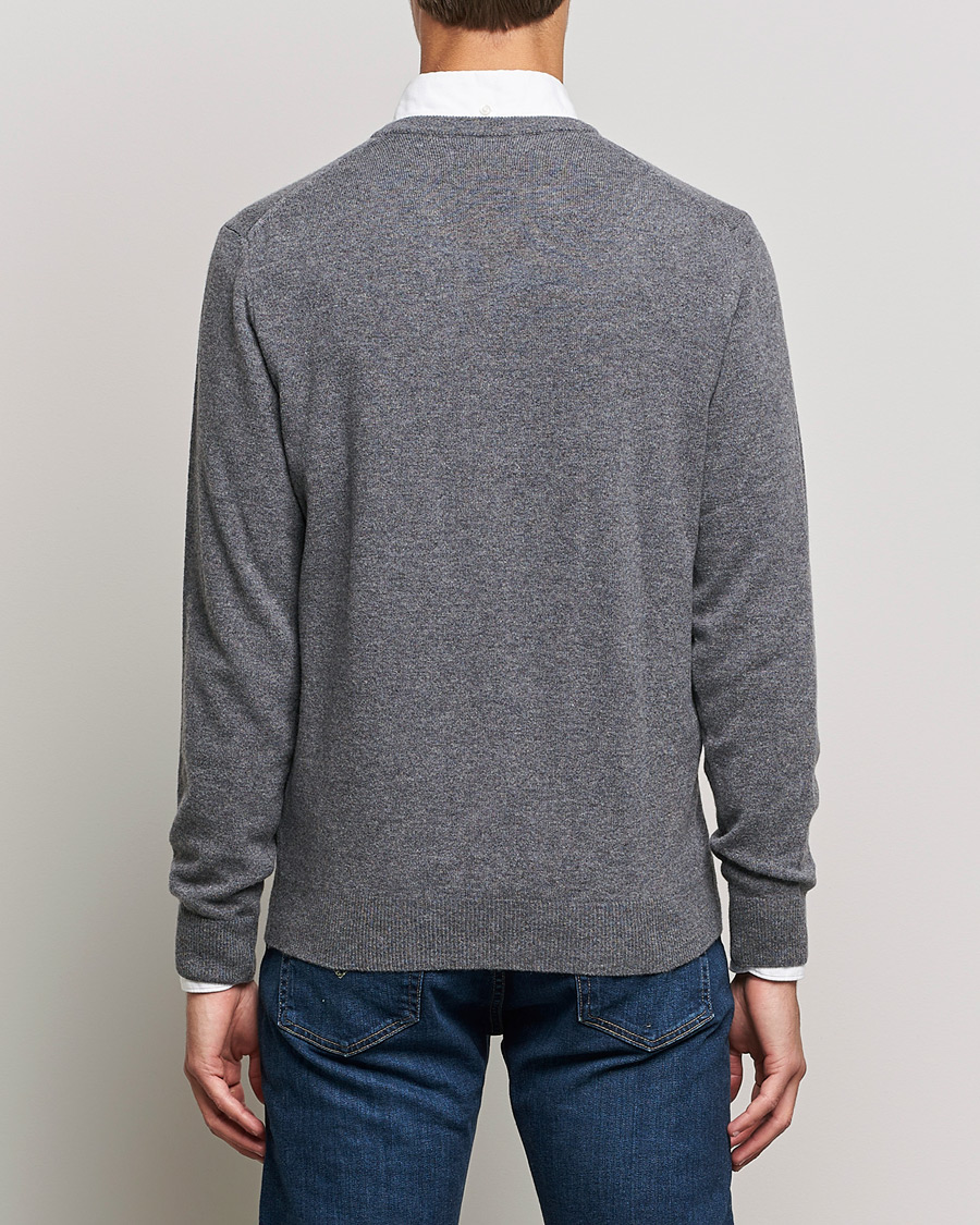 Uomini | Maglieria | GANT | Lambswool V-Neck Pullover Dark Grey Melange