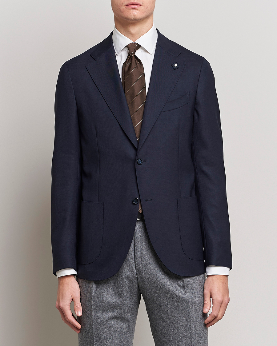 Uomini | Blazers | Lardini | Patch Pocket Wool Blazer Navy