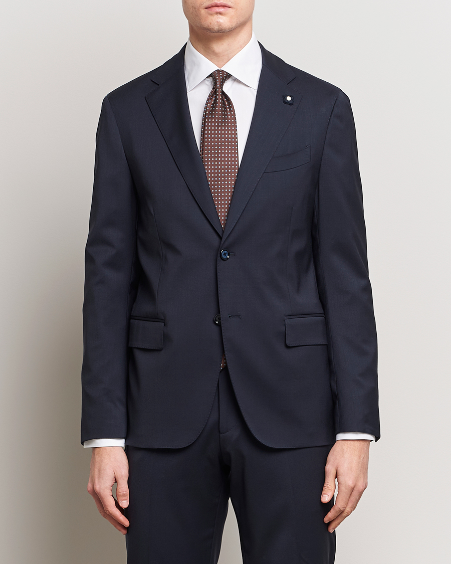 Uomini | Reparti | Lardini | Two Button Wool Blazer  Navy