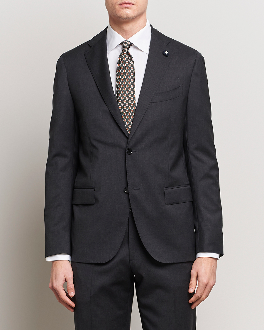 Uomini | Italian Department | Lardini | Two Button Wool Blazer  Grey