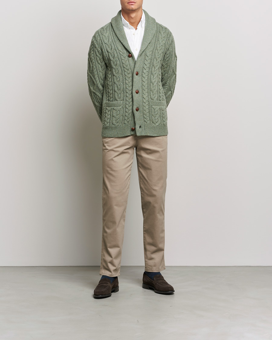 Uomini | Maglieria | Polo Ralph Lauren | Wool/Cashmere Structured Cardigan Sage Blue Heather