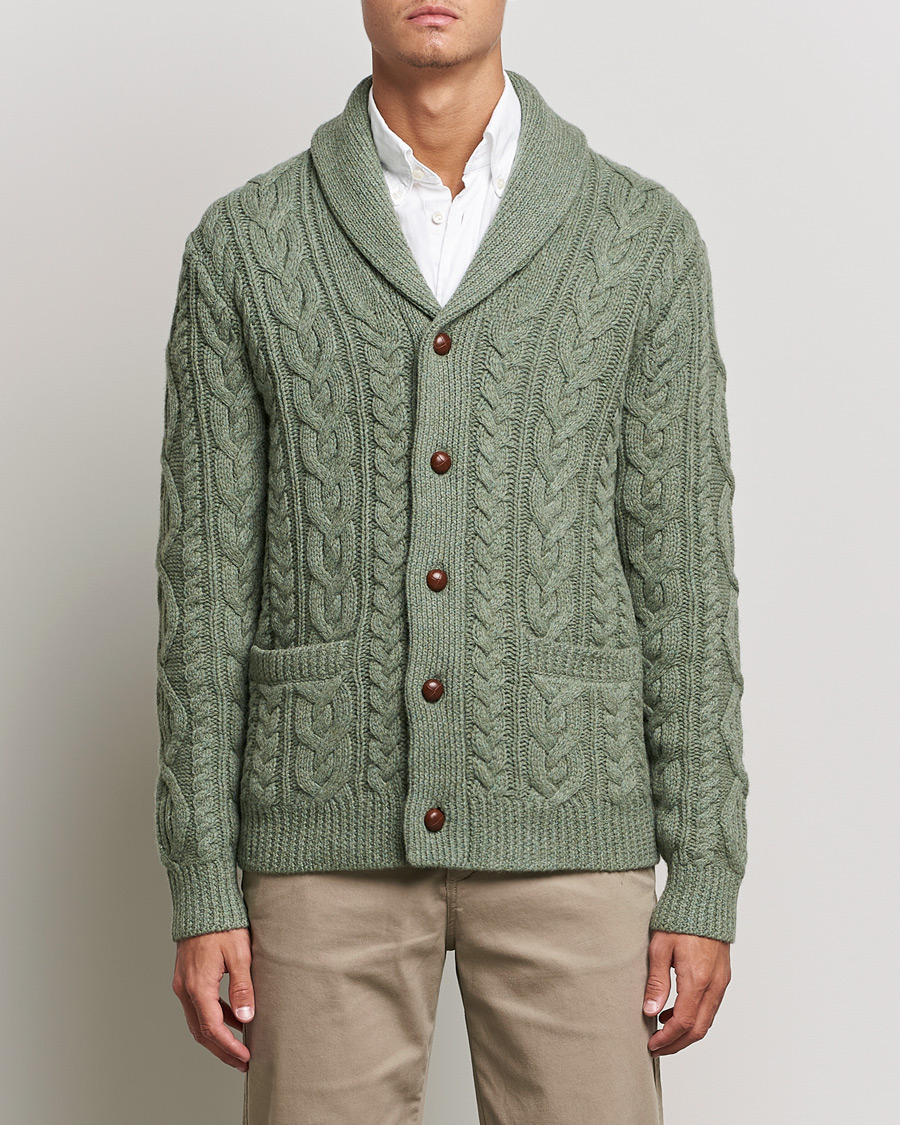 Uomini | Maglieria | Polo Ralph Lauren | Wool/Cashmere Structured Cardigan Sage Blue Heather