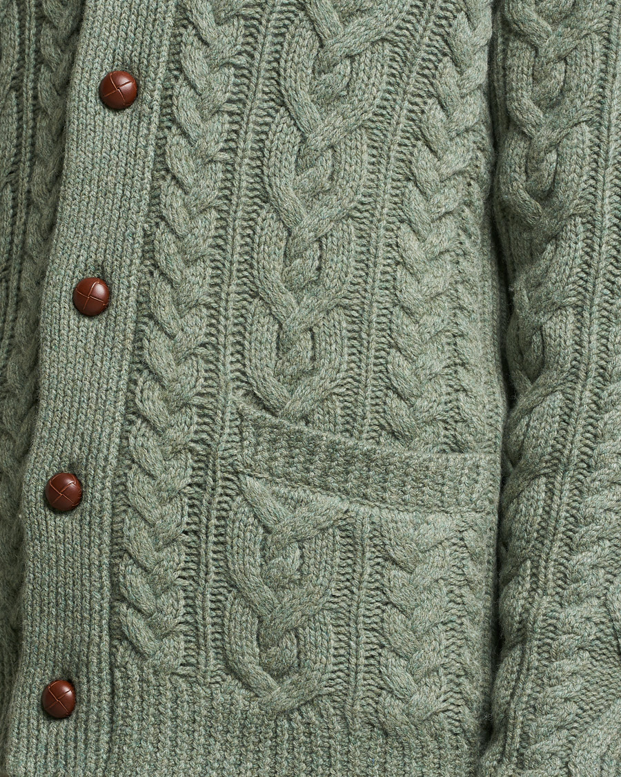 Uomini | Maglieria | Polo Ralph Lauren | Wool/Cashmere Structured Cardigan Sage Blue Heather