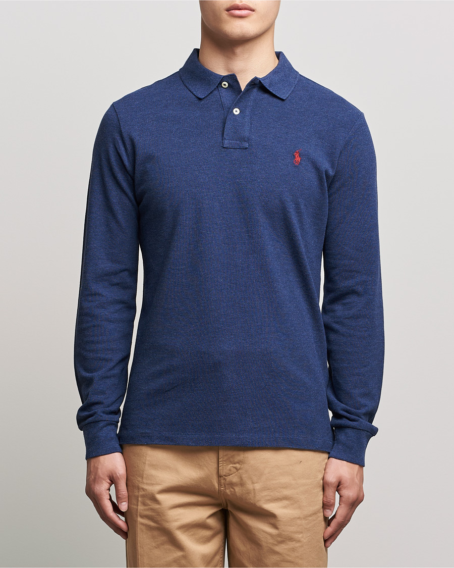 Uomini | Polo | Polo Ralph Lauren | Custom Slim Fit Long Sleeve Polo Spring Navy Heather