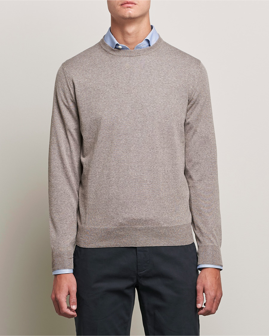 Uomini | Canali | Canali | Merino Wool Crew Neck Taupe