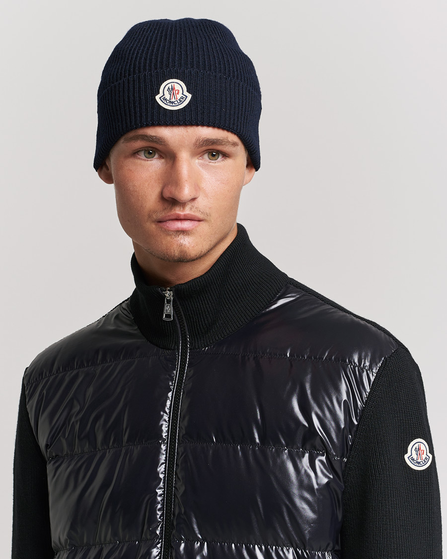 Uomini | Accessori | Moncler | Rib Wool Beanie Navy