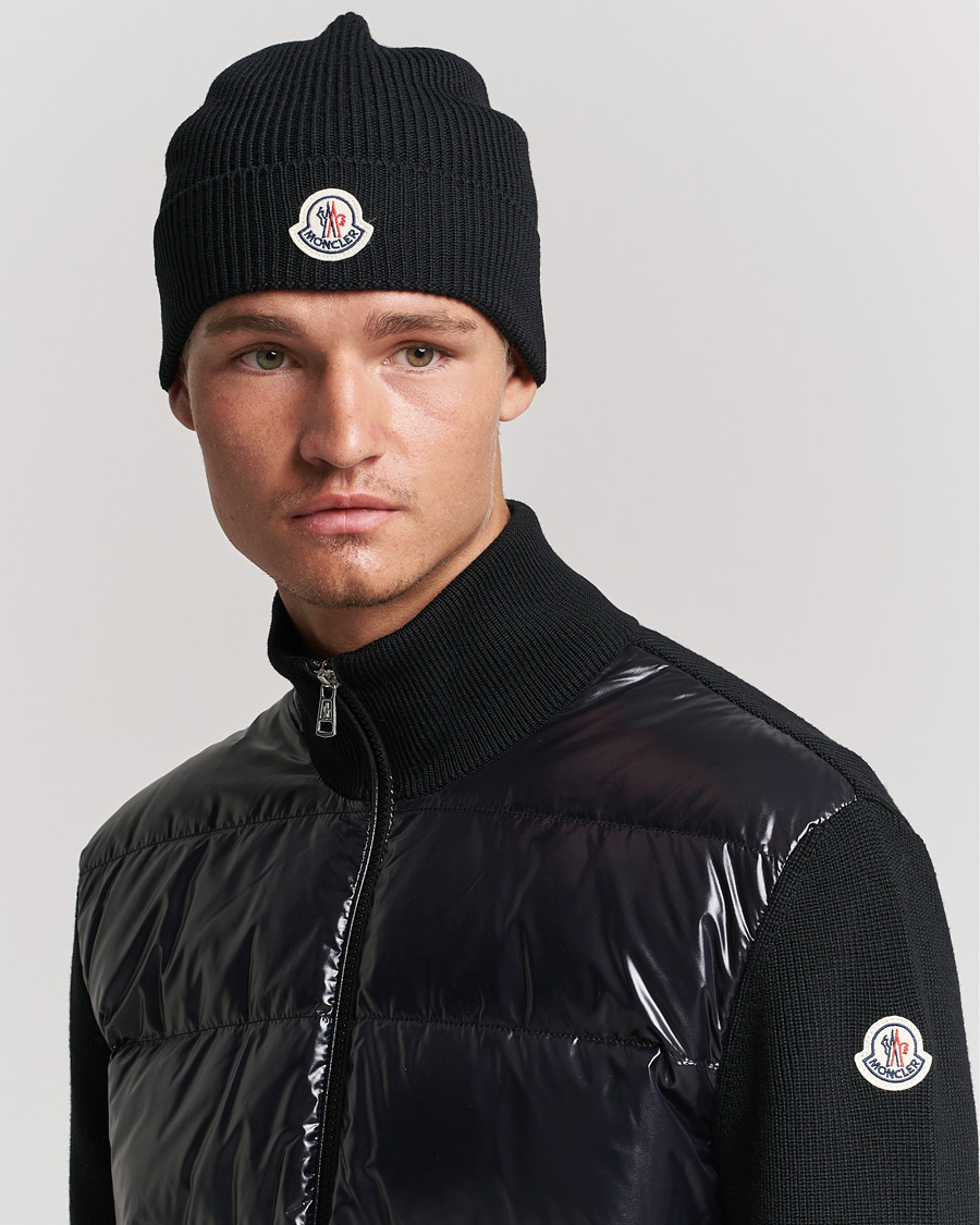 Uomini | Accessori | Moncler | Rib Wool Beanie Black