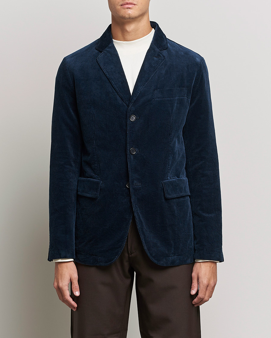 Uomini | Blazer di velluto a coste | Aspesi | Corduroy Blazer Navy