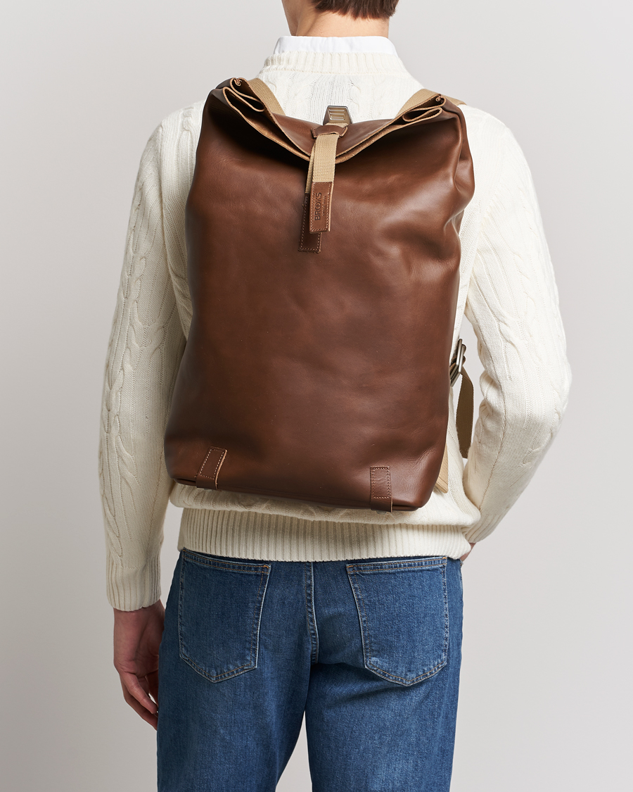 Uomini |  | Brooks England | Pickwick Large Leather Backpack Dark Tan