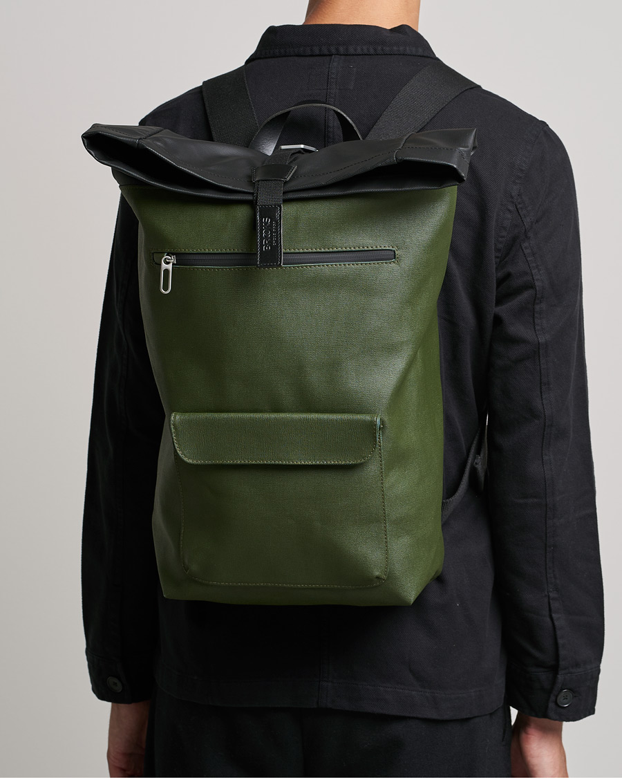 Uomini | Brooks England Rivington Cotton Canvas 18L Rolltop Backpack Forest | Brooks England | Rivington Cotton Canvas 18L Rolltop Backpack Forest