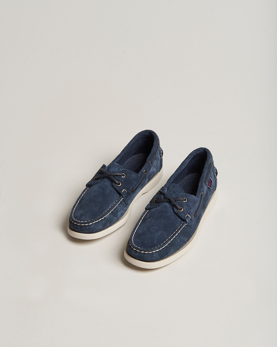 Uomini | Scarpe da barca | Sebago | Docksides Suede Boat Shoe Blue Navy