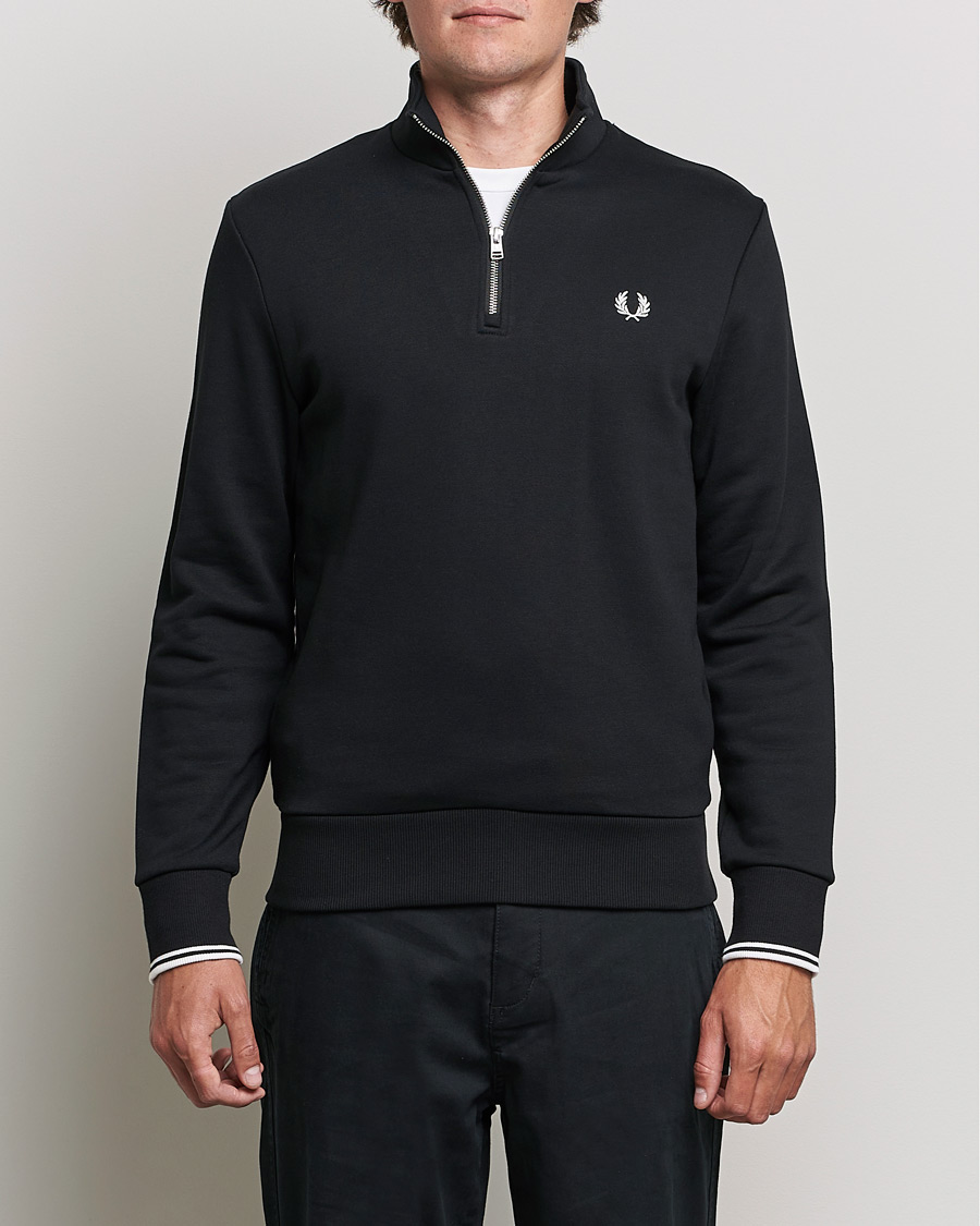 Uomini | Maglieria | Fred Perry | Half Zip Sweatshirt Black