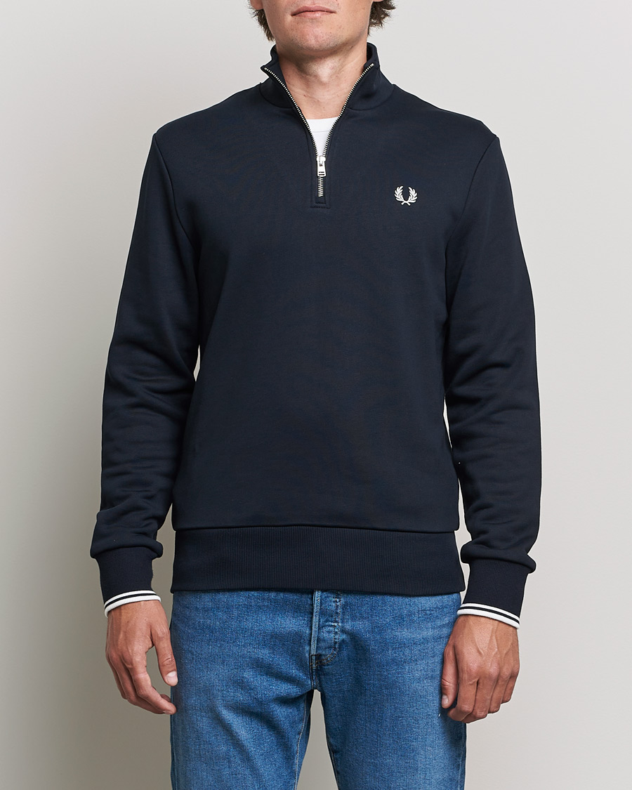 Uomini | Maglieria | Fred Perry | Half Zip Sweatshirt Navy