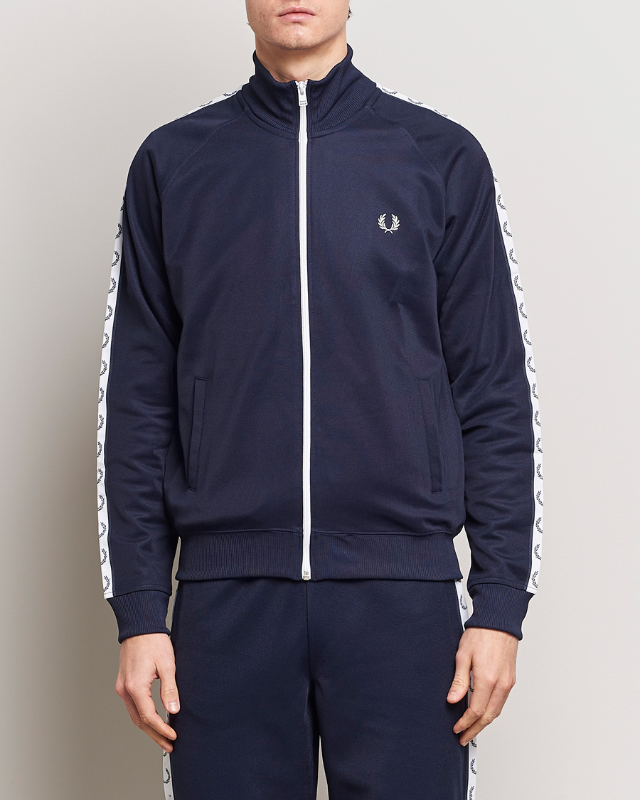 Uomini | Maglieria | Fred Perry | Taped Track Jacket Carbon blue