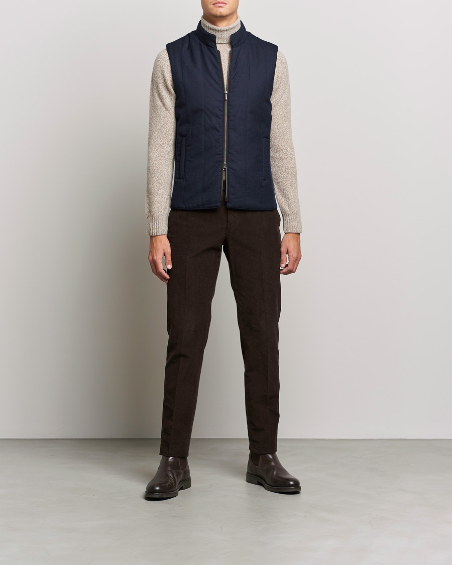 Uomini | Giacche | Stenströms | Hybrid Flannel Vest Navy
