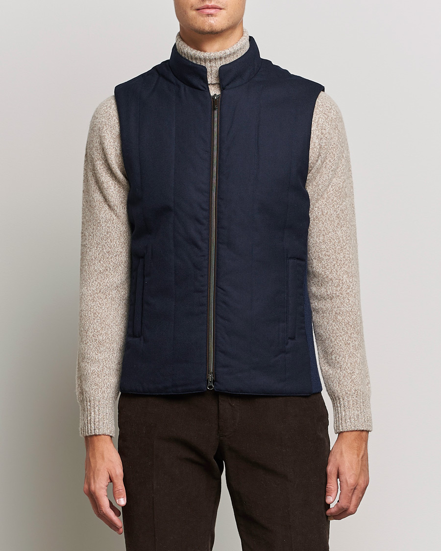 Uomini | Giacche | Stenströms | Hybrid Flannel Vest Navy