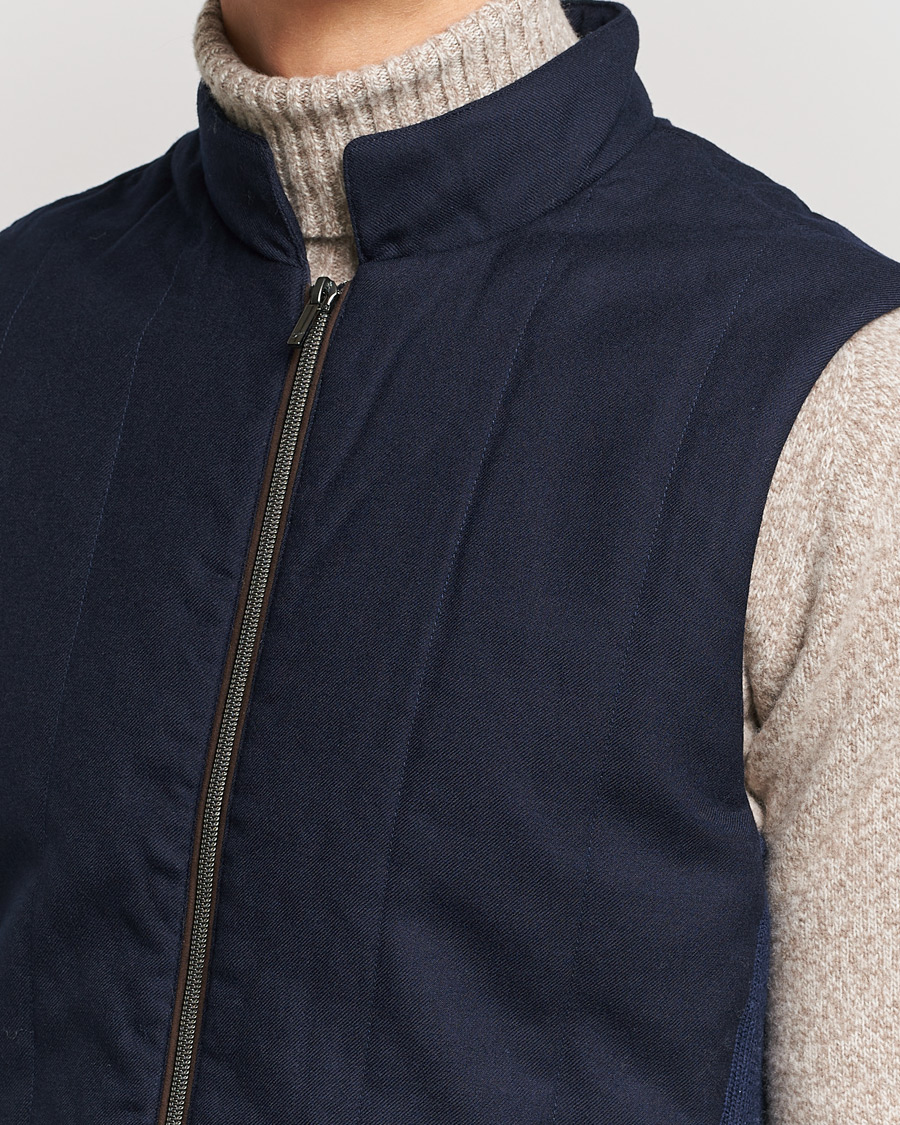 Uomini | Giacche | Stenströms | Hybrid Flannel Vest Navy