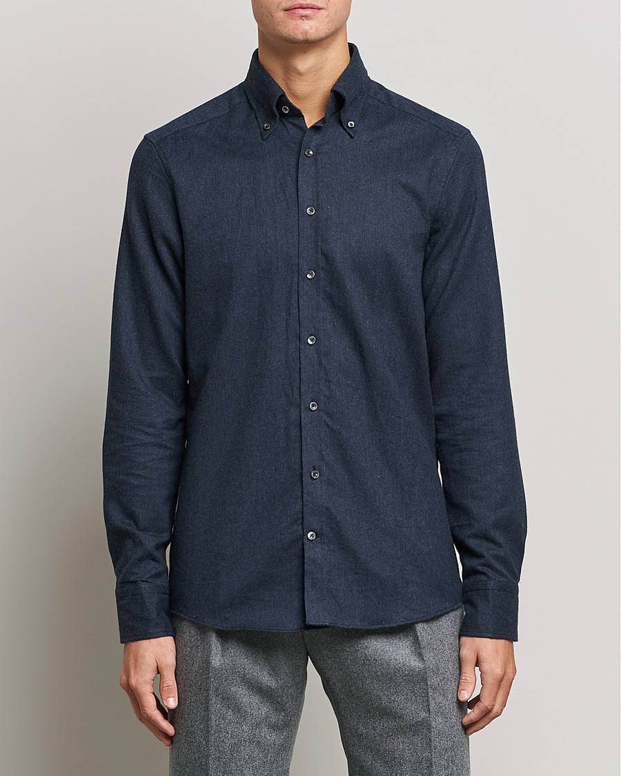 Uomini |  | Stenströms | Slimline Flannel Shirt Navy