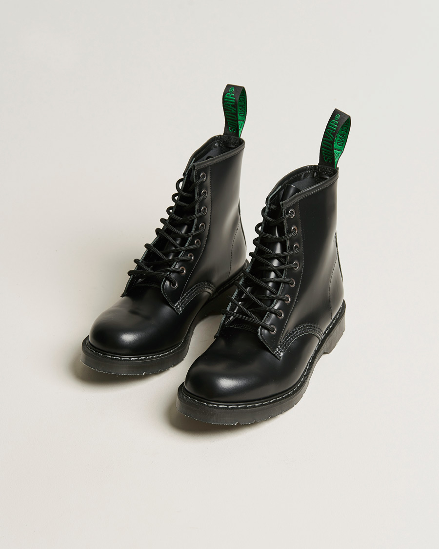 Uomini | Stivali | Solovair | 8 Eye Derby Boot Black Shine