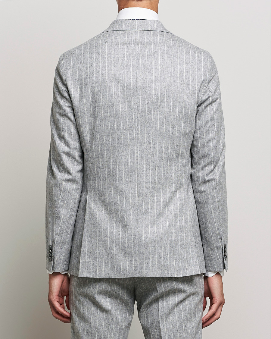 Uomini | Abiti | Oscar Jacobson | Ego Pinstripe Wool Flannel Suit Grey Melange