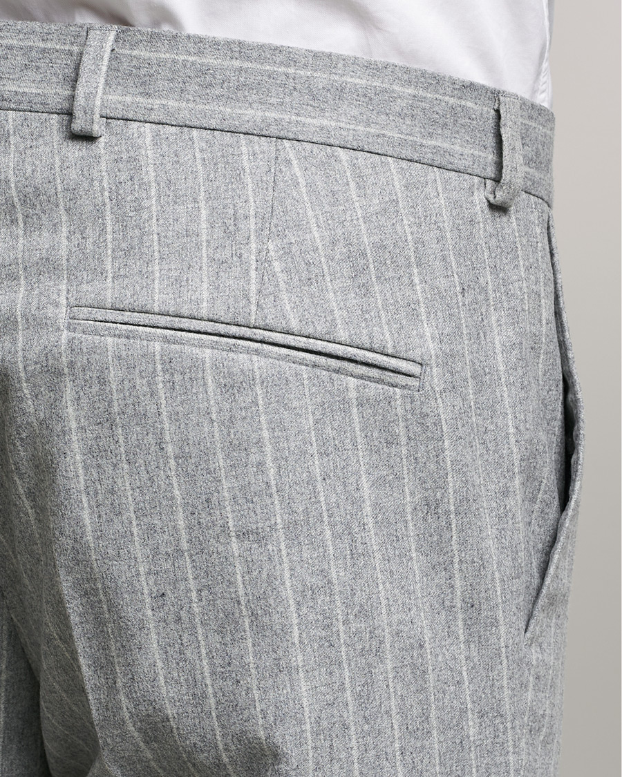 Uomini | Abiti | Oscar Jacobson | Ego Pinstripe Wool Flannel Suit Grey Melange