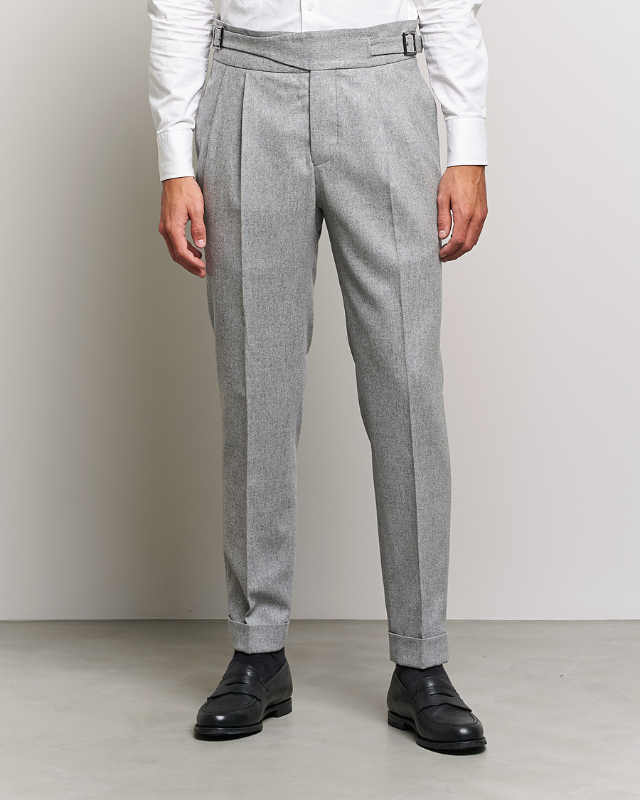 Uomini | Pantaloni | Oscar Jacobson | Gurkha Flannel Trousers Light Grey