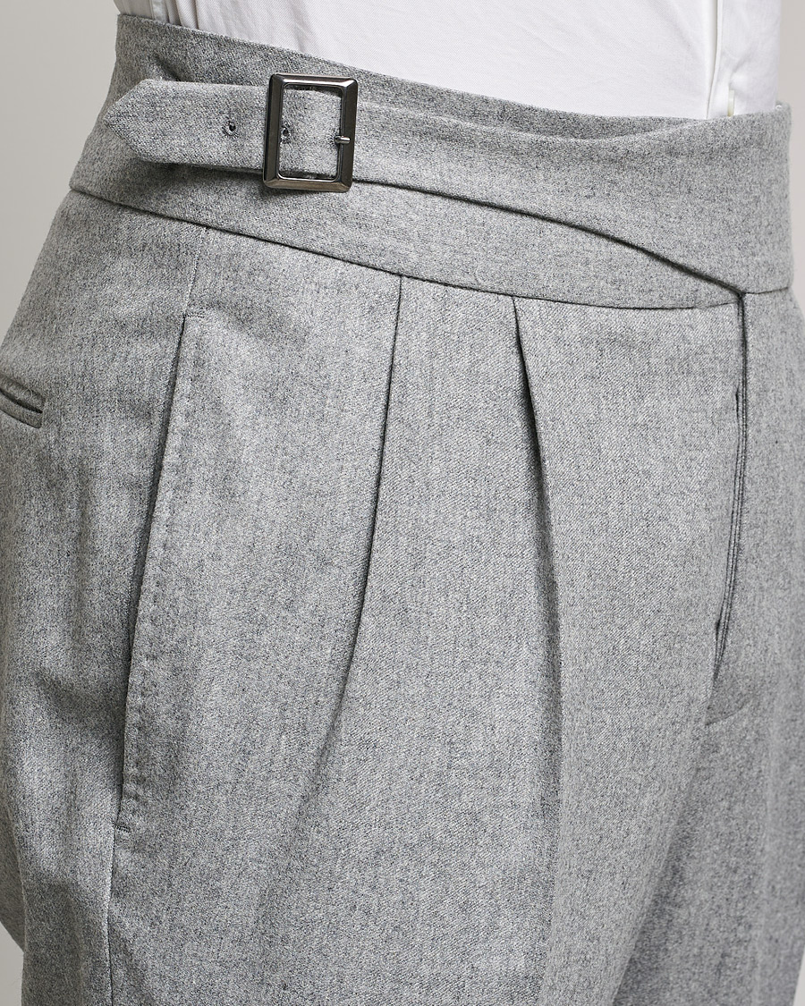 Uomini | Pantaloni | Oscar Jacobson | Gurkha Flannel Trousers Light Grey