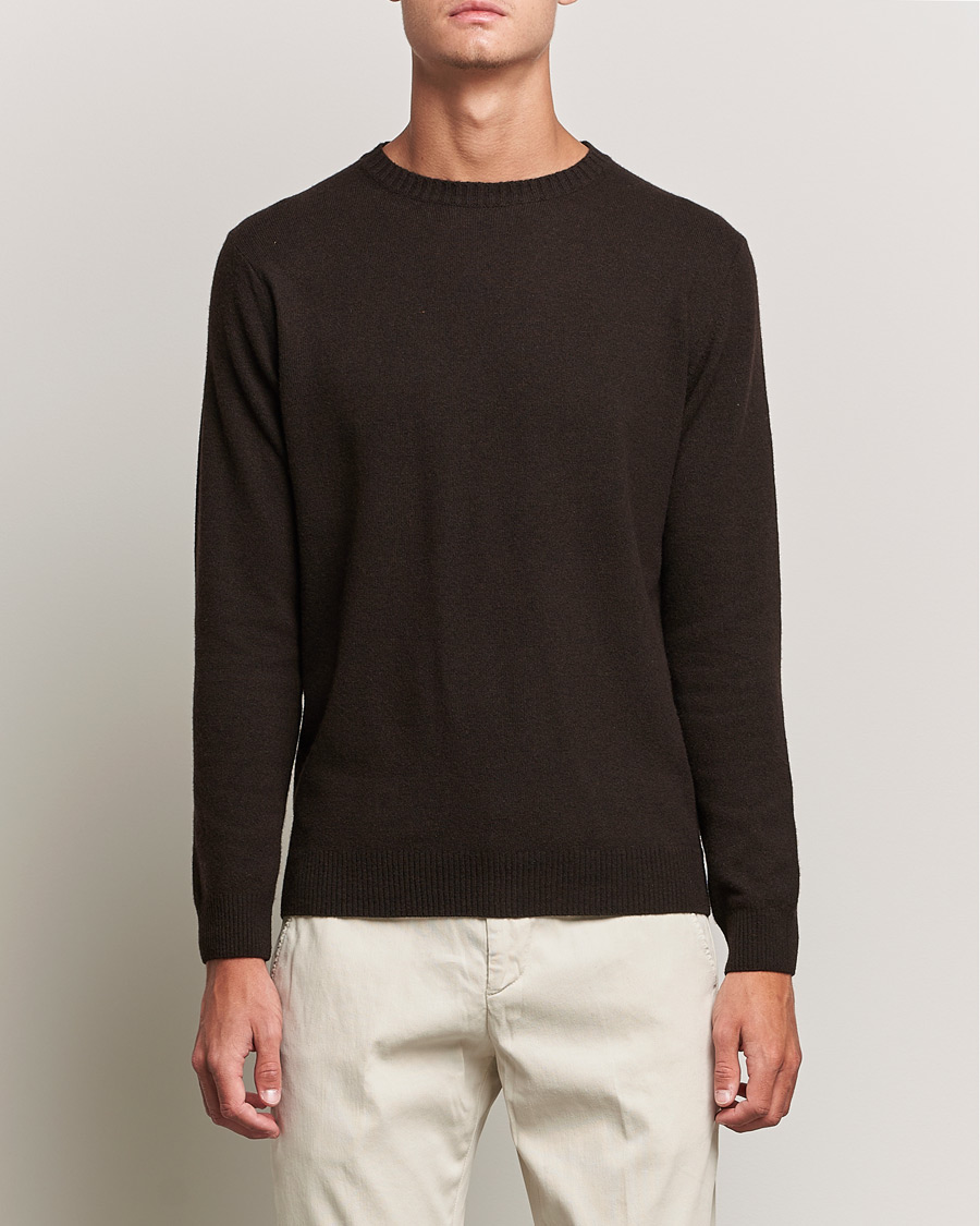 Uomini | Maglie a girocollo | Oscar Jacobson | Valter Wool/Cashmere Round Neck Brown