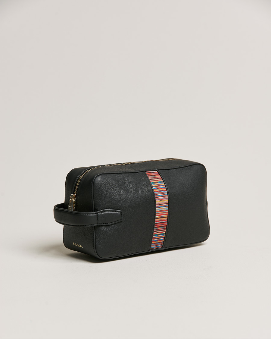 Uomini | Borse per il bucato | Paul Smith | Leather Stripe Washbag Black