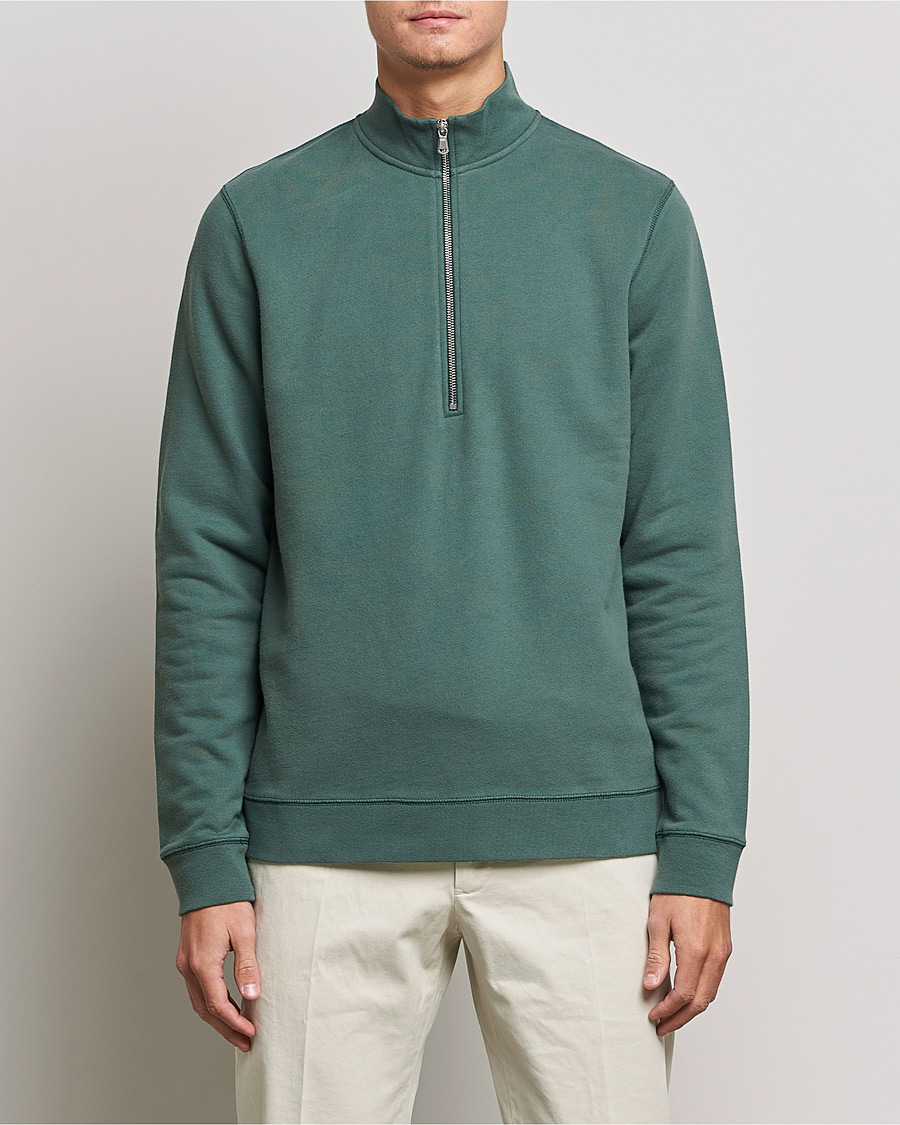 Uomini |  | Sunspel | Loopback Half Zip Sweatshirt Racing Green