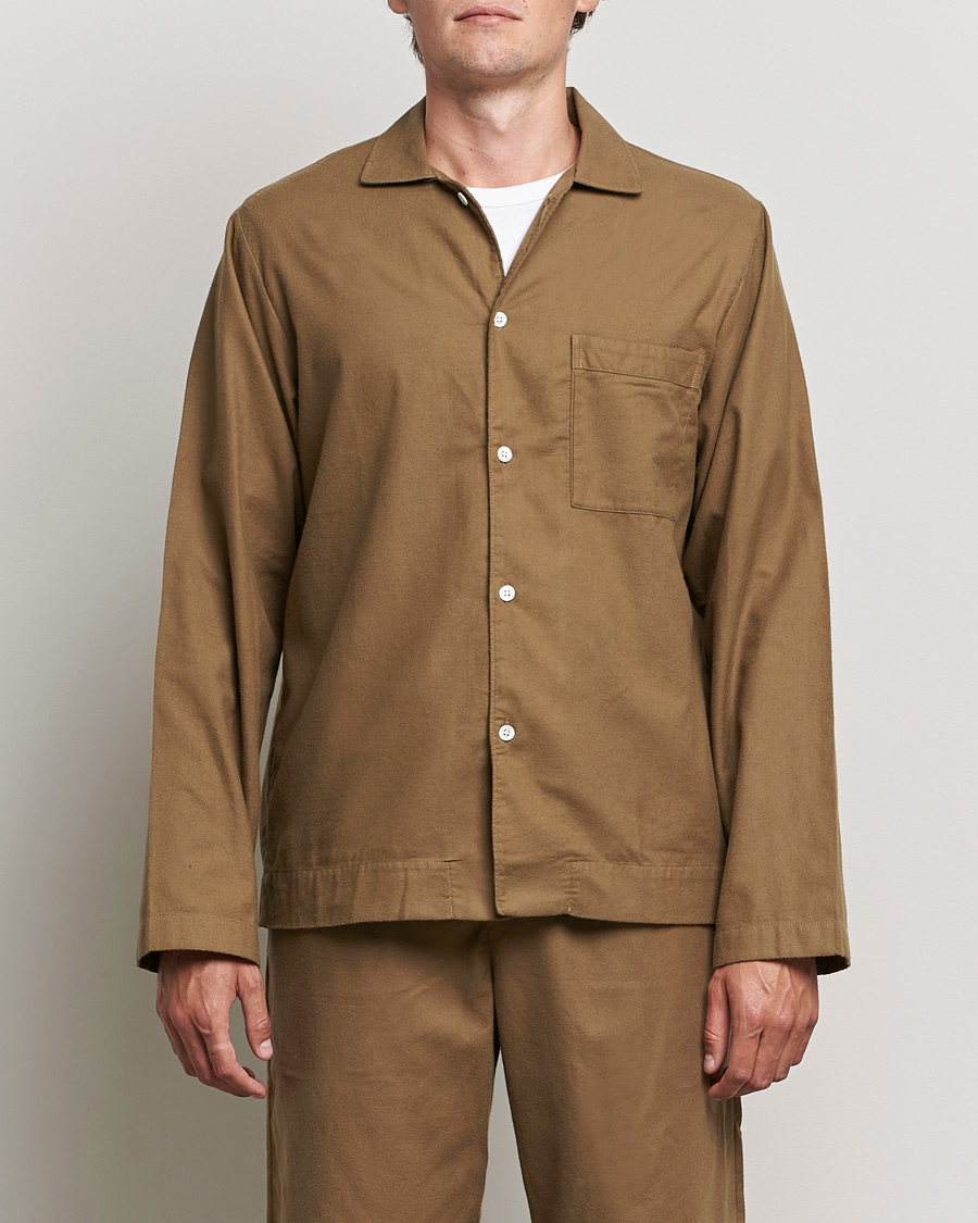 Uomini | Pigiami | Tekla | Flannel Pyjama Shirt Moss